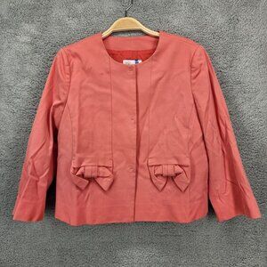 Red Valentino Women's IT 46/US 10‎ Coral Bow Detail 3/4 Sleeve Blazer Jacket